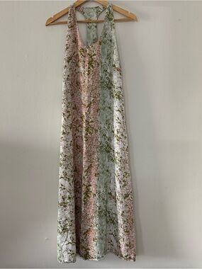 Mango Floral Abstract Midi Dress 6 Racerback Cottagecore Boho Coastal Cowgirl
